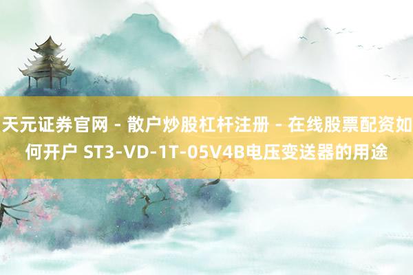 天元证券官网 - 散户炒股杠杆注册 - 在线股票配资如何开户 ST3-VD-1T-05V4B电压变送器的用途