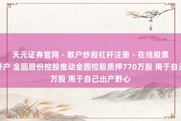 天元证券官网 - 散户炒股杠杆注册 - 在线股票配资如何开户 金圆股份控股推动金圆控股质押770万股 用于自己出产野心