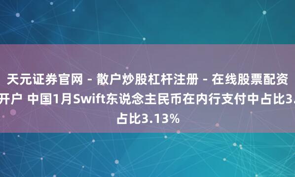 天元证券官网 - 散户炒股杠杆注册 - 在线股票配资如何开户 中国1月Swift东说念主民币在内行支付中占比3.13%