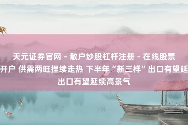 天元证券官网 - 散户炒股杠杆注册 - 在线股票配资如何开户 供需两旺捏续走热 下半年“新三样”出口有望延续高景气