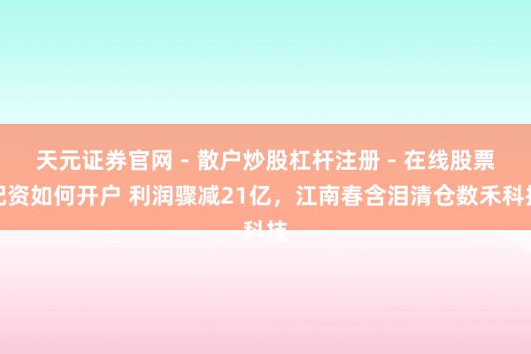 天元证券官网 - 散户炒股杠杆注册 - 在线股票配资如何开户 利润骤减21亿，江南春含泪清仓数禾科技